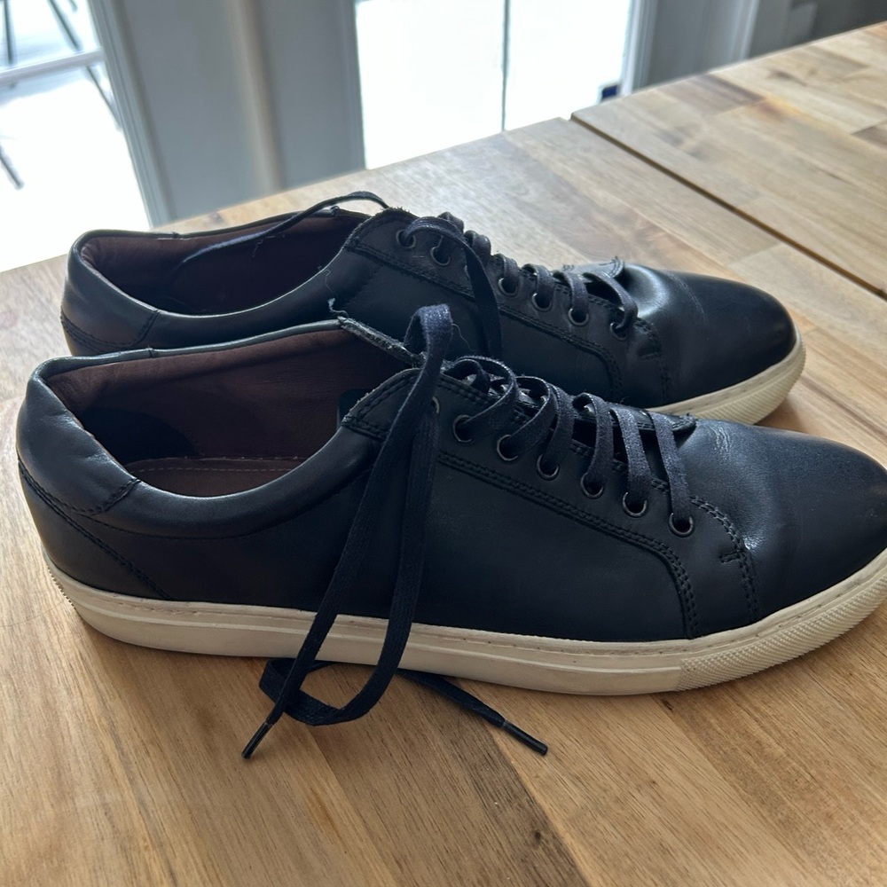 Marco Vittorio Navy Italian Leather Sneakers with White Soles